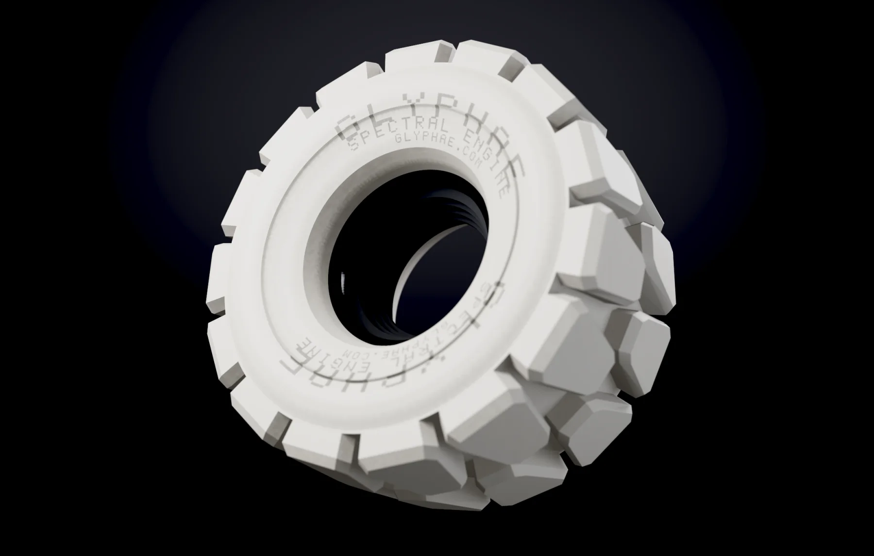 The finished tire, path-traced at 3000 samples